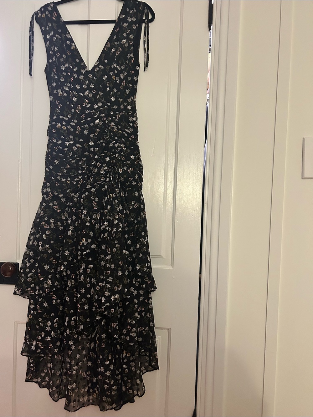 Black Floral Tiered Maxi Dress